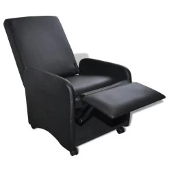 VidaXL Fauteuil Inklapbaar Kunstleer Zwart -Fauteuilwinkel a081da2dcc02428591628ec0cf509cd6