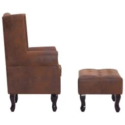 VidaXL Fauteuil En Voetenbank Chesterfield-stijl Kunstsuède Bruin -Fauteuilwinkel a2879054251d4744b17e532ce32deb87