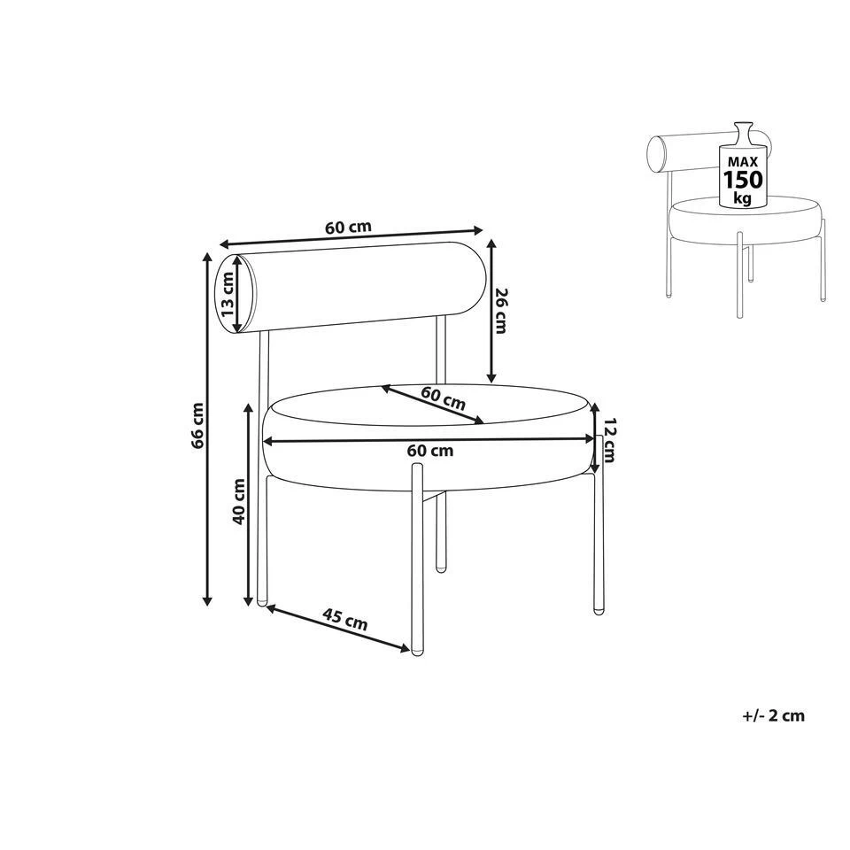 Beliani Fauteuil ALPHA - Grijs Fluweel 5 Beliani Fauteuil ALPHA - Grijs Fluweel - Afbeelding 3