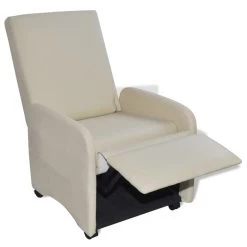 VidaXL Fauteuil Inklapbaar Kunstleer Crème -Fauteuilwinkel b9395a23aa684473b2e9afc39c502f7a