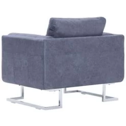 VidaXL Fauteuil Kubus Kunstsuède Grijs -Fauteuilwinkel bae6328229f04d1ab88b57e96fdb6949
