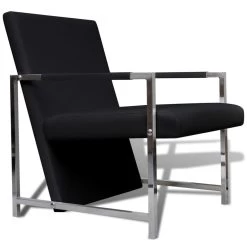 VidaXL Fauteuils 2 St Met Chroom Frame Kunstleer Zwart -Fauteuilwinkel bde152372bf7451a8d1ce2dc93bc46f0