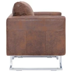 VidaXL Fauteuil Kubus Kunstsuède Bruin -Fauteuilwinkel c00f837086fb49d7a94649e03d1c4756