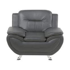Beliani Fauteuil LEIRA - Grijs Kunstleer -Fauteuilwinkel c0779c4c6b824d5fb1b1ffaf9bf4c105