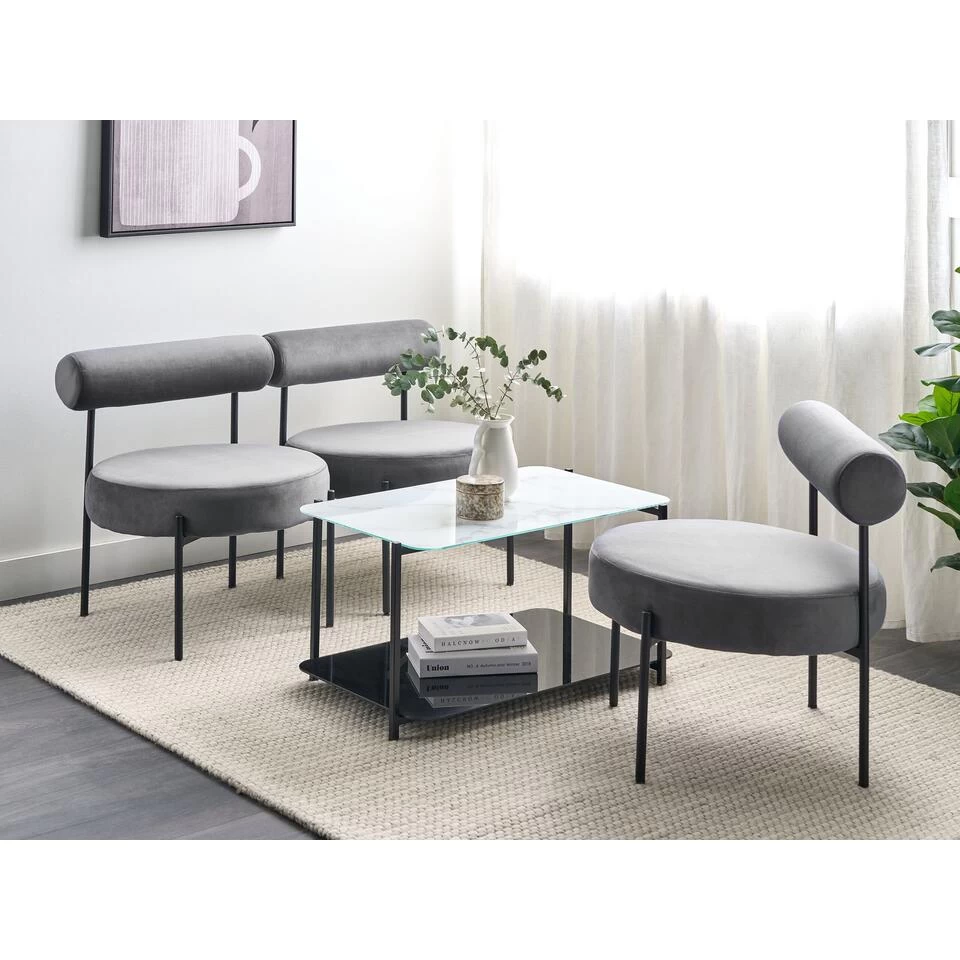 Beliani Fauteuil ALPHA - Grijs Fluweel 4 Beliani Fauteuil ALPHA - Grijs Fluweel - Afbeelding 2