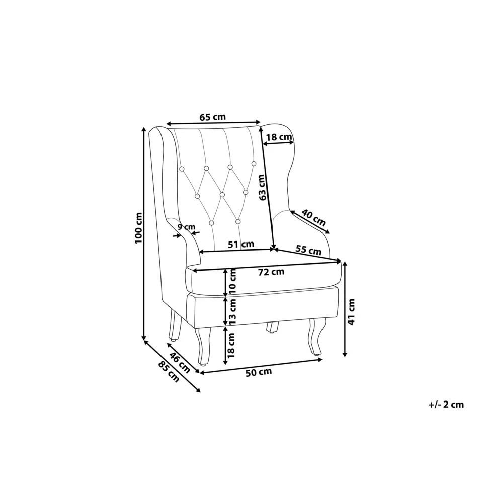 Beliani Oorfauteuil ALTA - Groen Fluweel 4 Beliani Oorfauteuil ALTA - Groen Fluweel - Afbeelding 3
