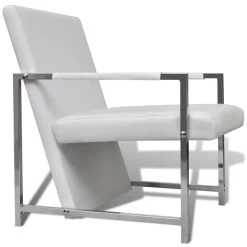 VidaXL Fauteuil Met Chromen Poten Kunstleer Wit -Fauteuilwinkel ca972e2cbc92479e9c4af7f2cf2ffe70