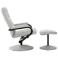VidaXL Fauteuil Verstelbaar Met Voetenbankje Stof Lichtgrijs -Fauteuilwinkel cddba7172daf426a93ba47a756234829
