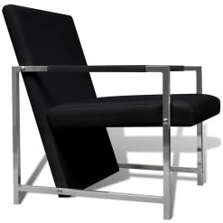 VidaXL Fauteuils 2 St Met Chroom Frame Kunstleer Zwart -Fauteuilwinkel d0771c1a3ddf40478fb39007f72ef774