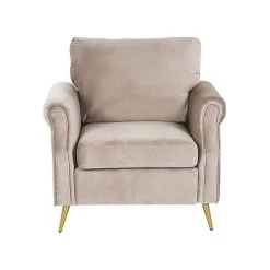 Beliani Fauteuil VIETAS - Beige Fluweel -Fauteuilwinkel d09d89ba9b164aad9c7bb161ceca3f31