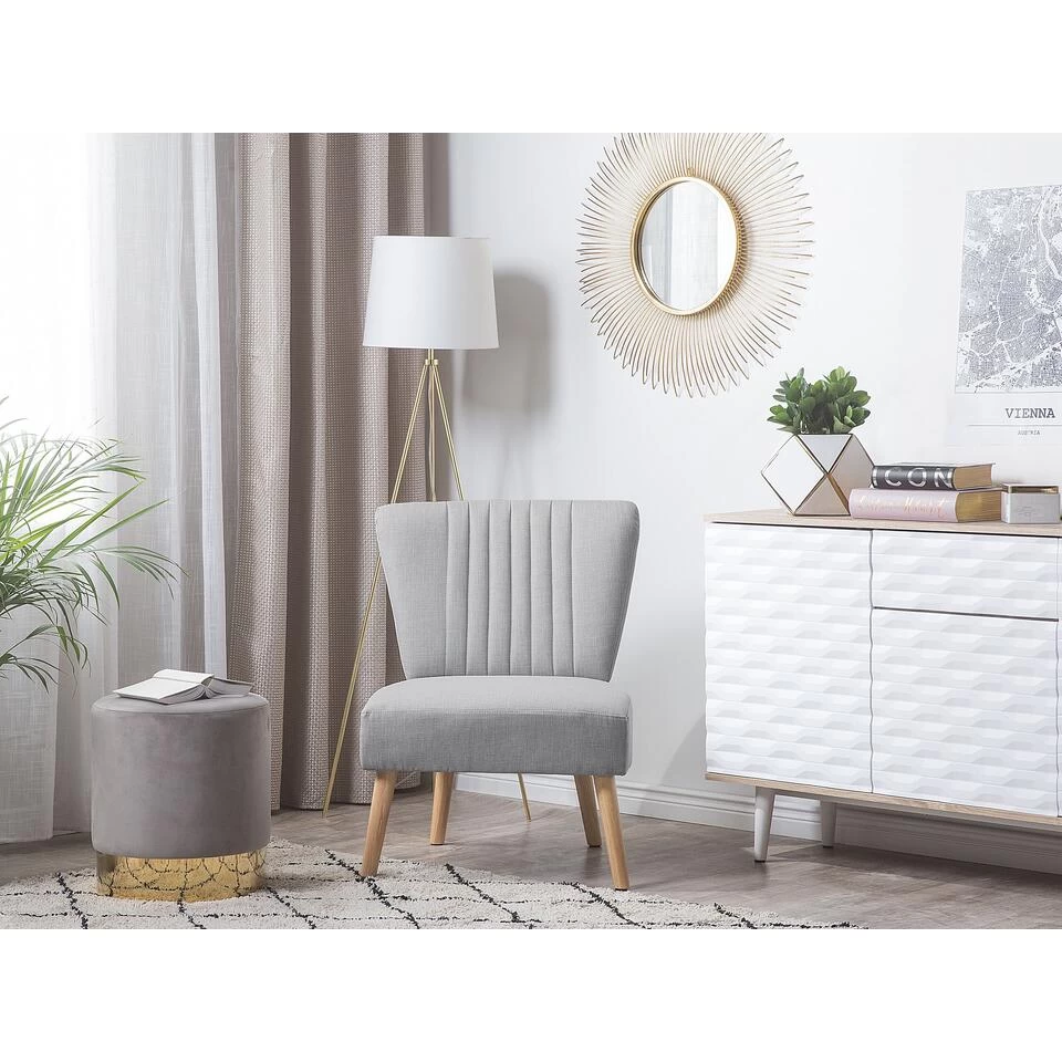 Beliani Fauteuil VAASA - Grijs Polyester 4 Beliani Fauteuil VAASA - Grijs Polyester - Afbeelding 2