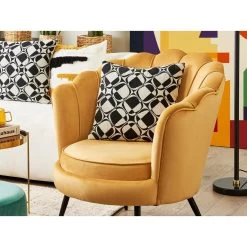 Beliani Cocktailstoel LOVIKKA - Geel Fluweel -Fauteuilwinkel d603bca76377447d84cfee47f7050a76