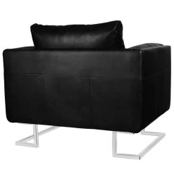 VidaXL Fauteuil Met Verchroomde Poten Kubus Kunstleer Zwart -Fauteuilwinkel d62803a547314d338656bd6d54edda87