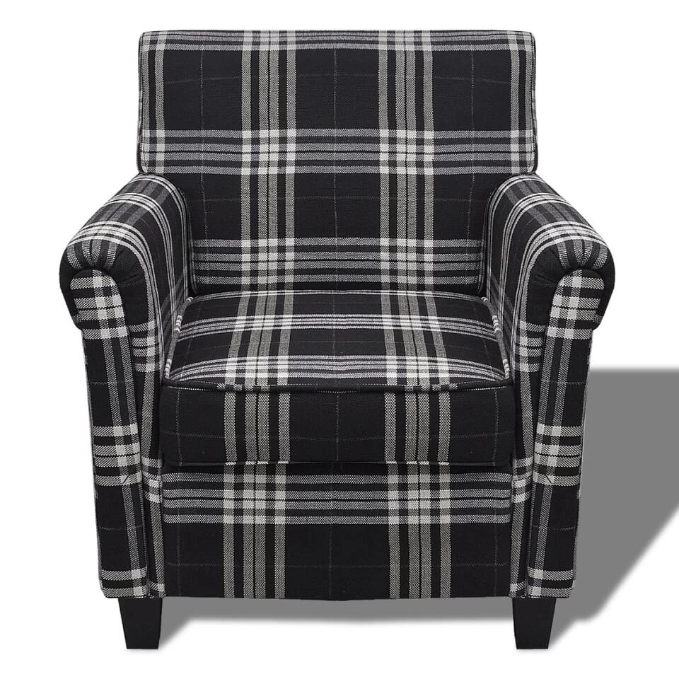 VidaXL Fauteuil Met Kussen Stof Zwart 5 VidaXL Fauteuil Met Kussen Stof Zwart - Afbeelding 3