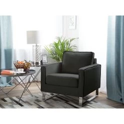 Beliani Fauteuil VIND - Grijs Polyester -Fauteuilwinkel db9aa6d287ec46a3b68d6a80fc714933