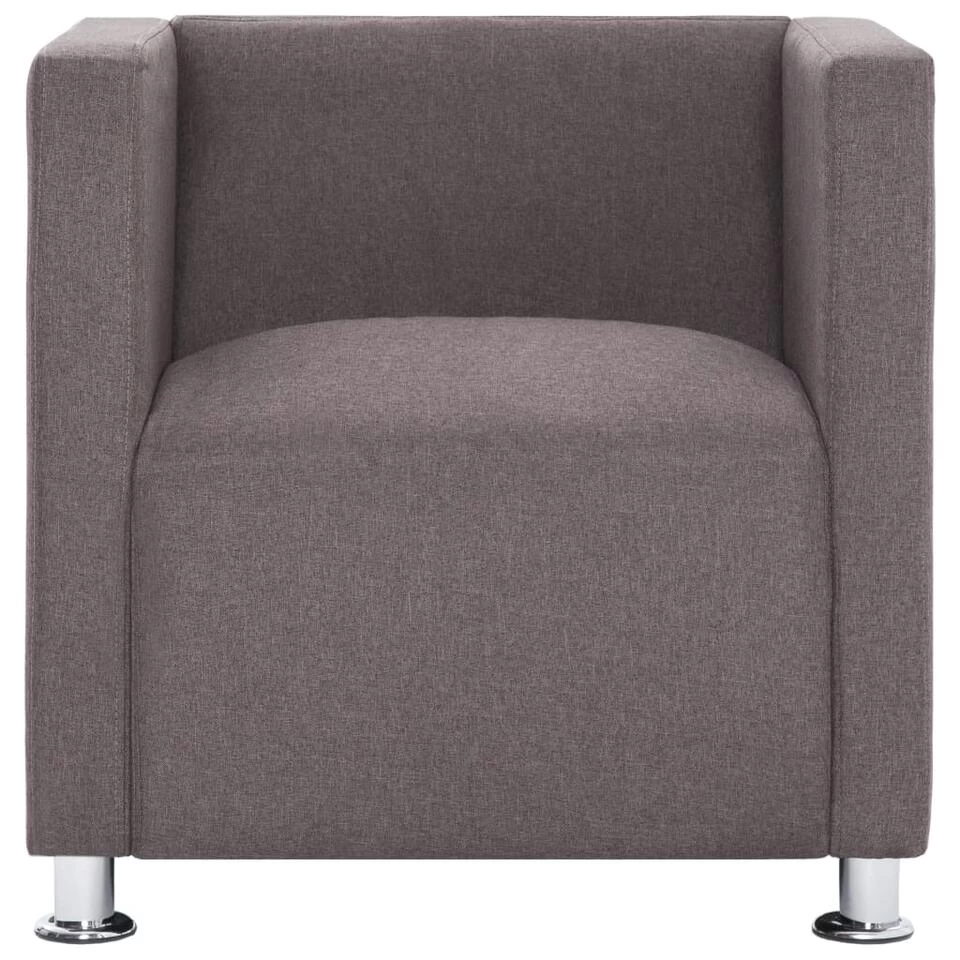 VidaXL Fauteuil Kubus Stof Taupe 5 VidaXL Fauteuil Kubus Stof Taupe - Afbeelding 3