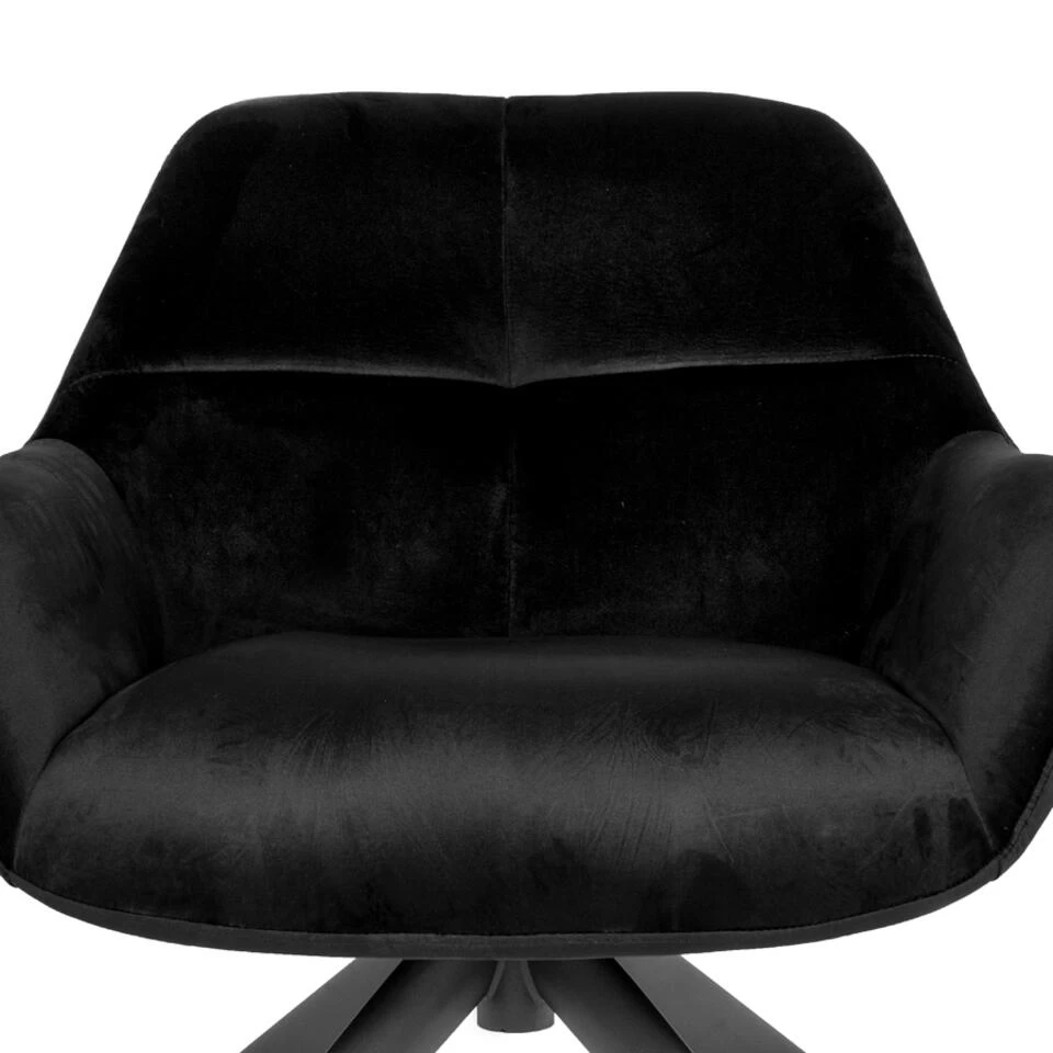Giga Meubel Velvet Fauteuil Zwart - 78x75x78cm - Metaal - Shannon 4 Giga Meubel Velvet Fauteuil Zwart - 78x75x78cm - Metaal - Shannon - Afbeelding 2