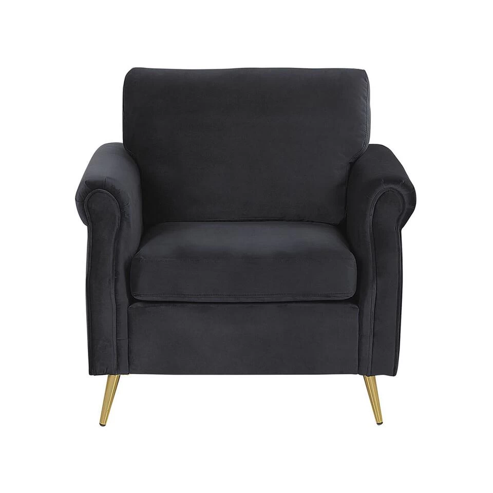 Beliani Fauteuil VIETAS - Zwart Fluweel 5 Beliani Fauteuil VIETAS - Zwart Fluweel - Afbeelding 3