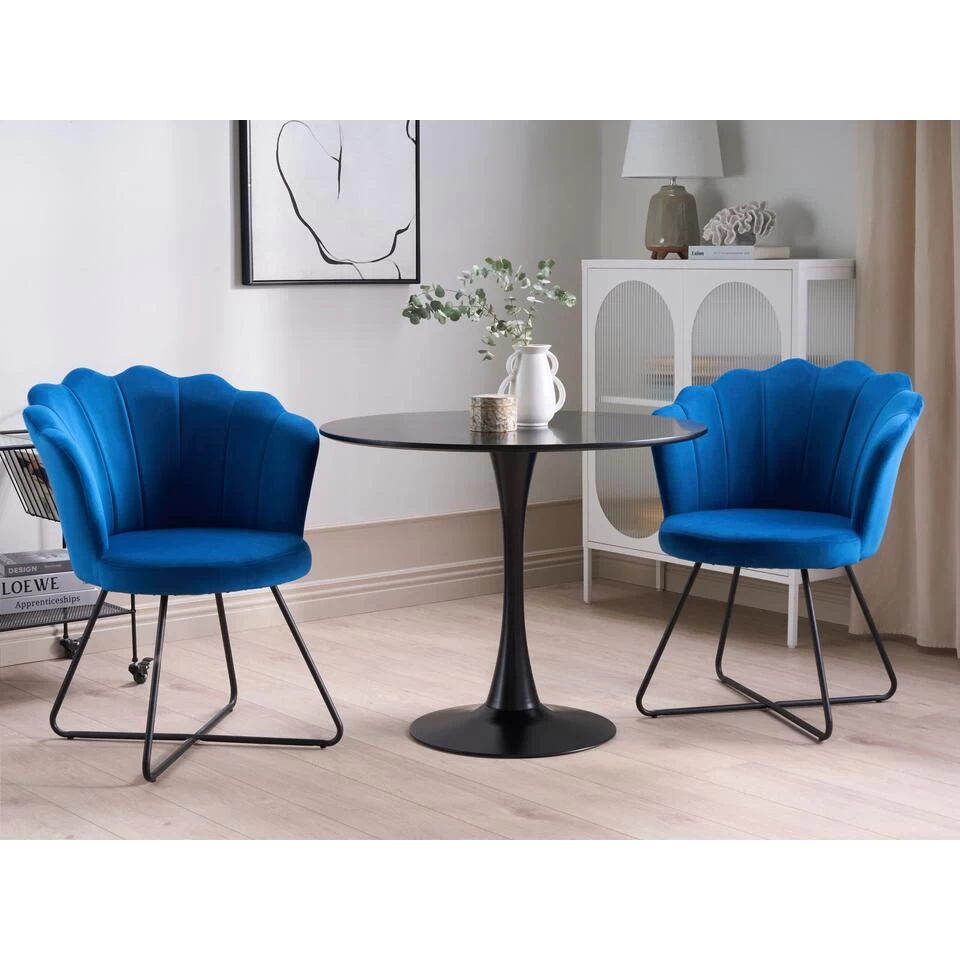 Beliani Fauteuil LOVELOCK - Blauw Fluweel 4 Beliani Fauteuil LOVELOCK - Blauw Fluweel - Afbeelding 2