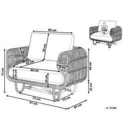Beliani Fauteuil DOLCEDO - Beige Rotan -Fauteuilwinkel f1b2f54a89984f9584f824496bd6b461