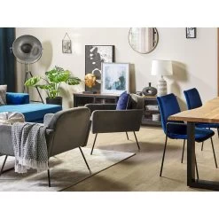 Beliani Fauteuil NARKEN - Grijs Fluweel -Fauteuilwinkel f7228b3b77744f1e998c8f1696986d3a