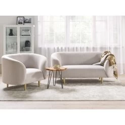 Beliani Fauteuil LOEN - Beige Polyester -Fauteuilwinkel f84d091879834a88957588b0d47d5a89