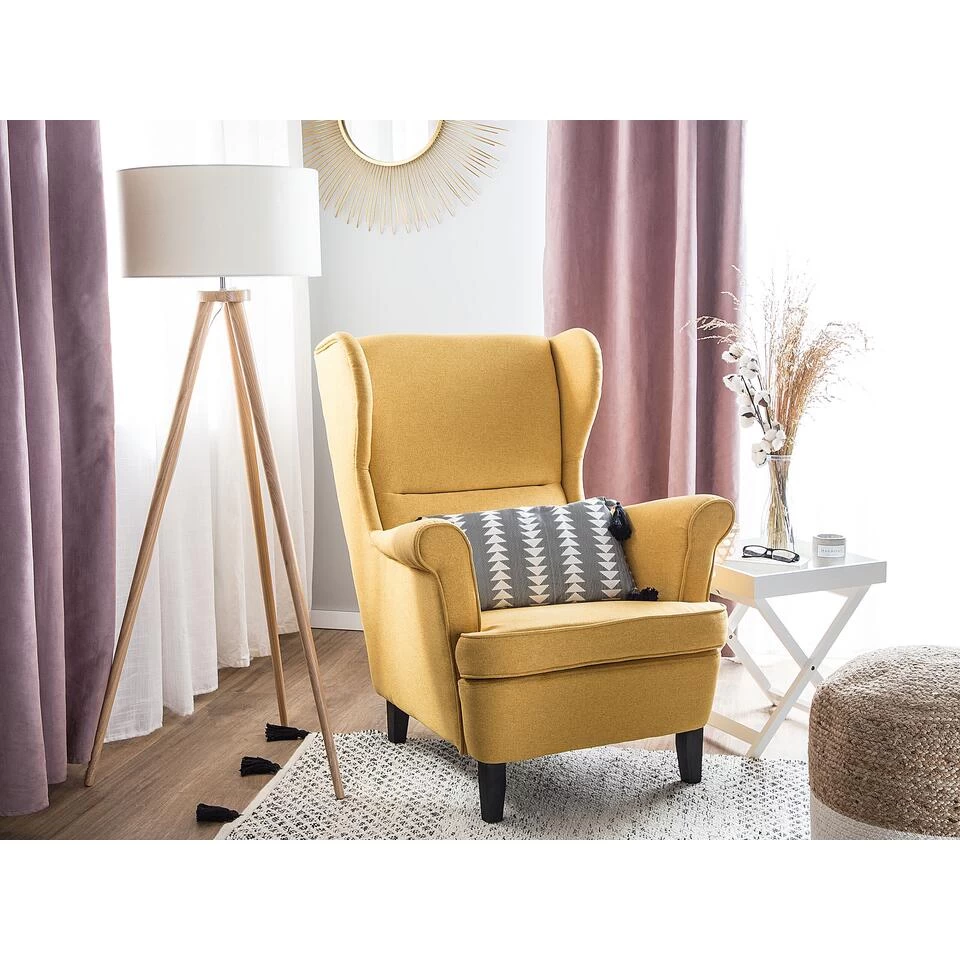 Beliani Oorfauteuil ABSON - Geel Polyester 4 Beliani Oorfauteuil ABSON - Geel Polyester - Afbeelding 2